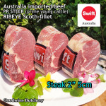 Beef Ribeye AUSTRALIA PR STEER (prime young cattle) AGED by producer brand SWIFT FROZEN steak cuts 3/4 & 1 inch price/kg 3-4pcs (Scotch-Fillet / Cube-Roll)